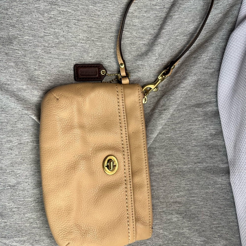 Coach Tan Leather Wristlet - Picture 1 of 4